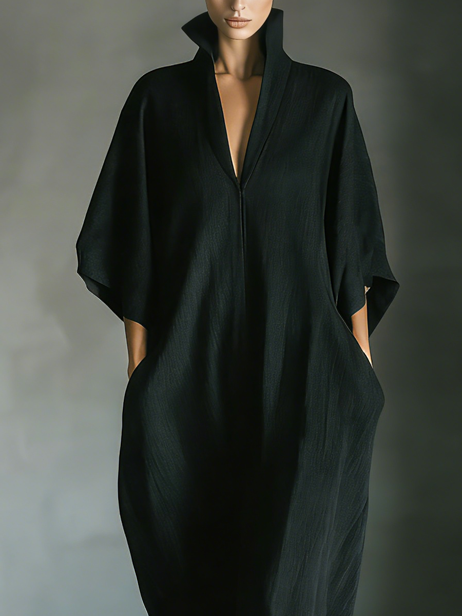 Audrey | Black Kimono-Sleeve Maxi Dress