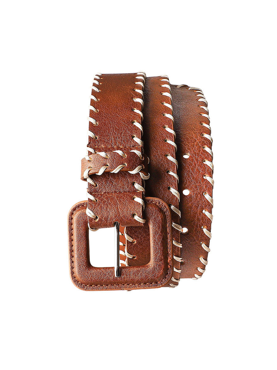 Camille | Brown Stitch Detail Belt