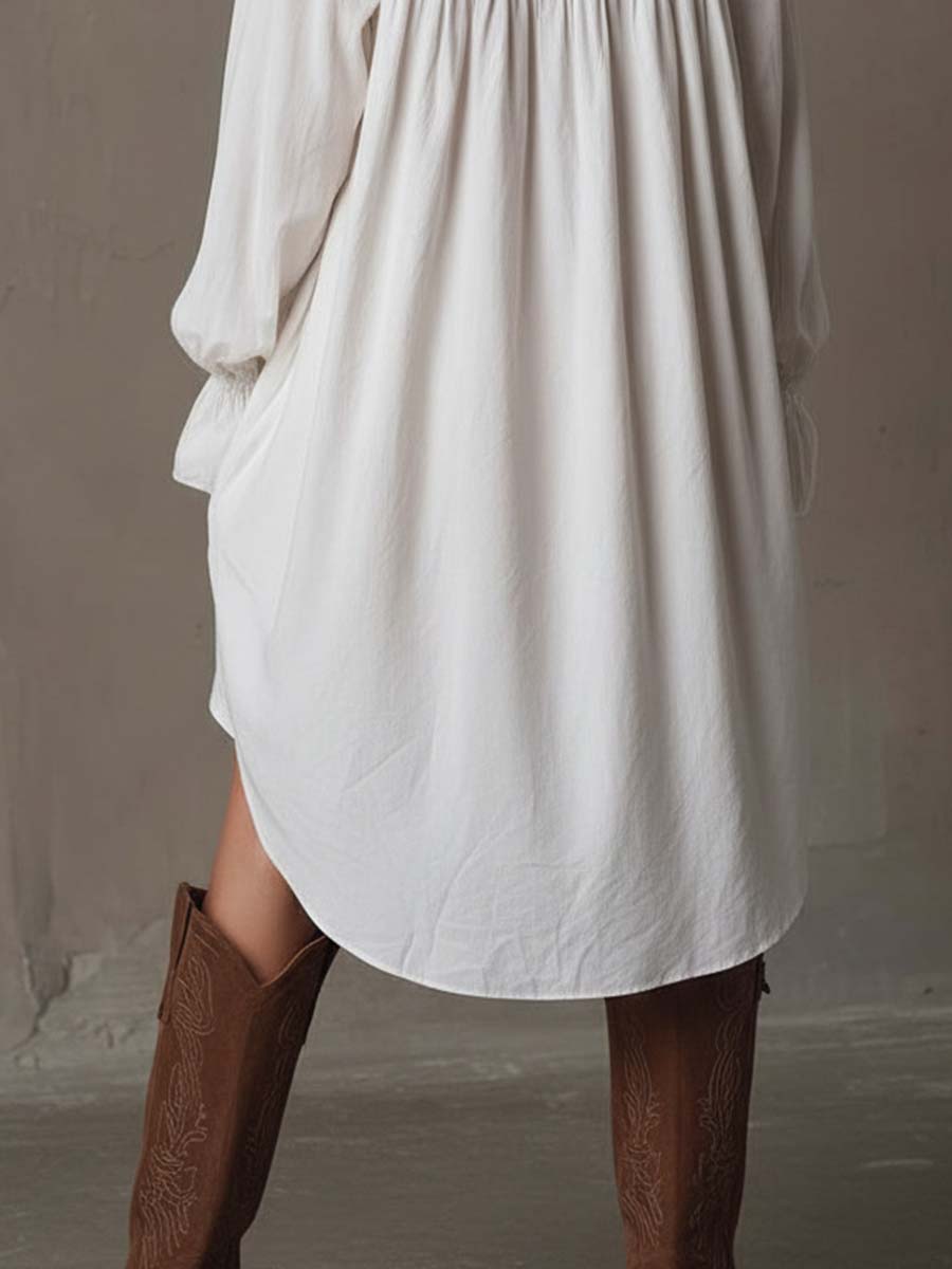 Isla | Lace Hem Long-Sleeve Mini Dress