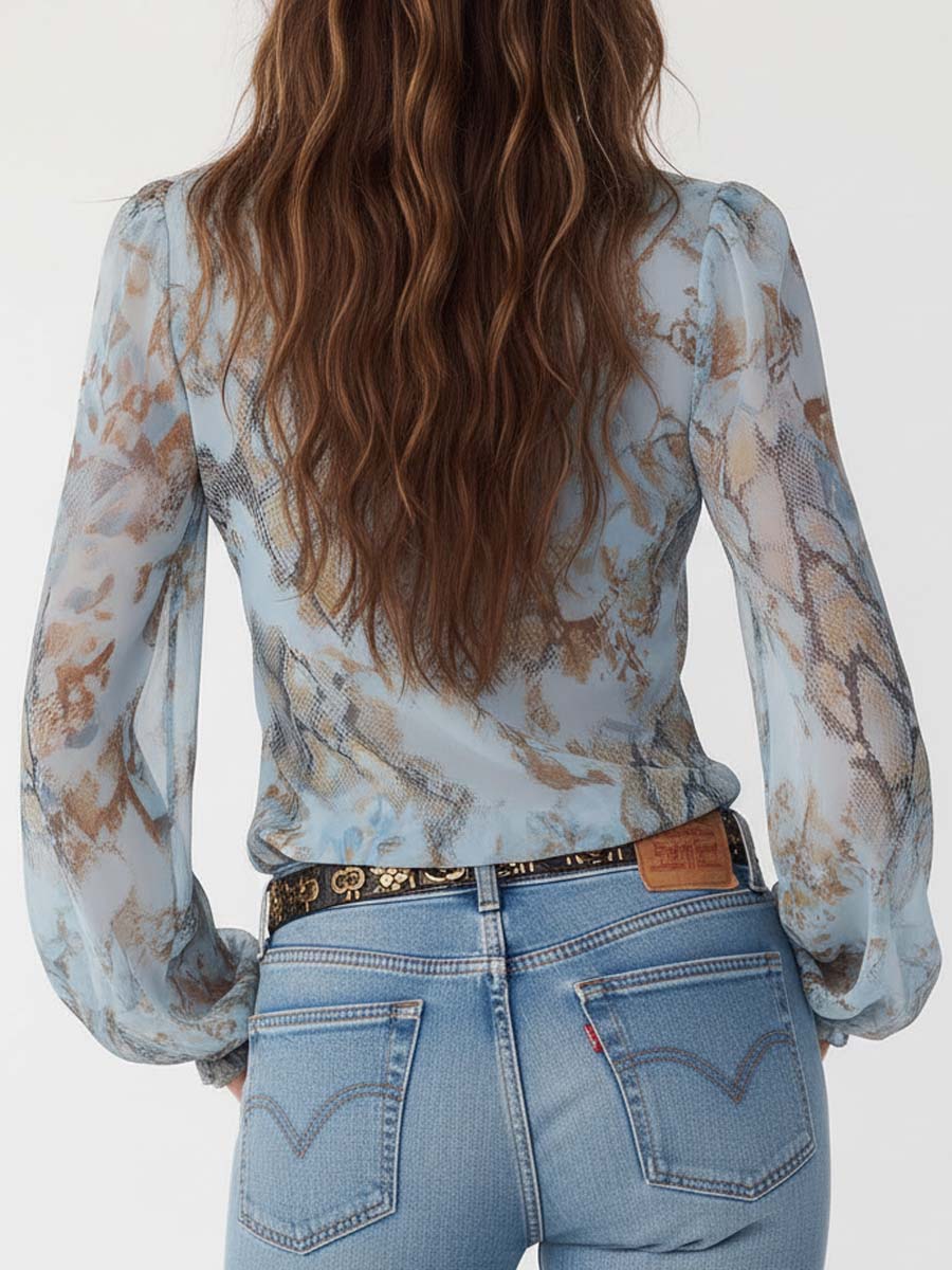 Serena | Ruffled Zip-Front Chiffon Blouse