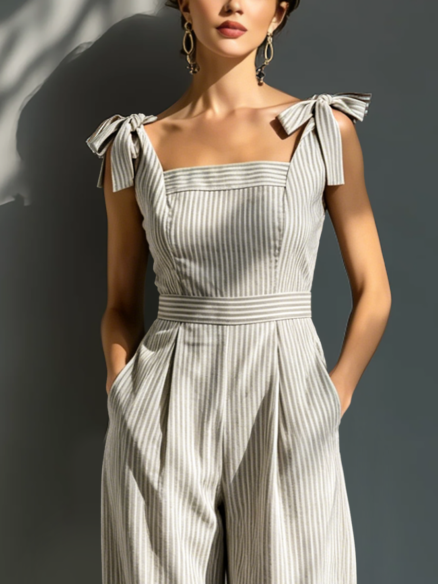 Mabel | Striped Tie-Strap Jumpsuit