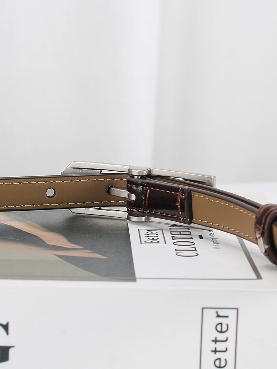 Isabelle | Alligator Thin Leather Belt