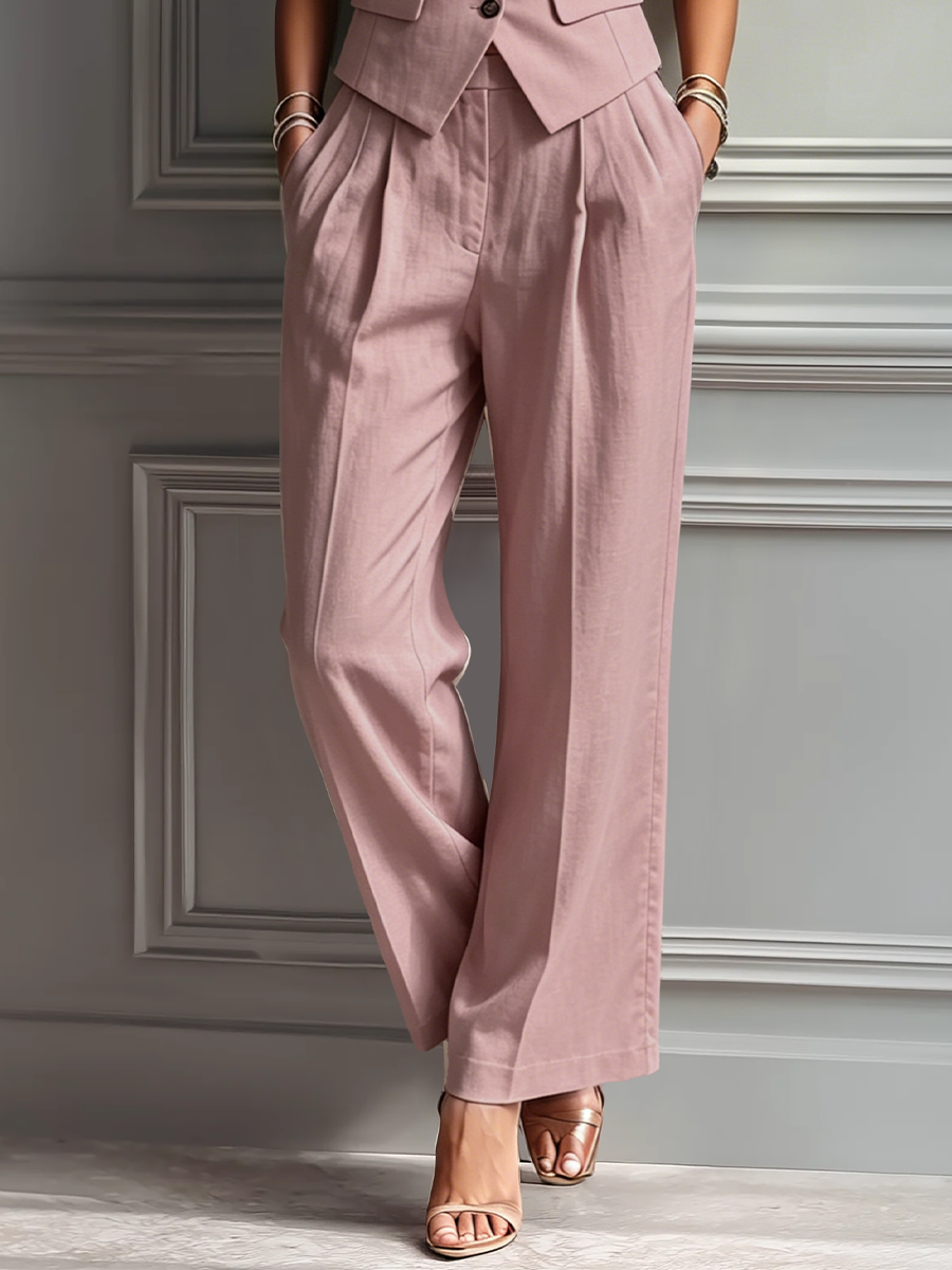 Colette | Blush Linen Wide-Leg Set
