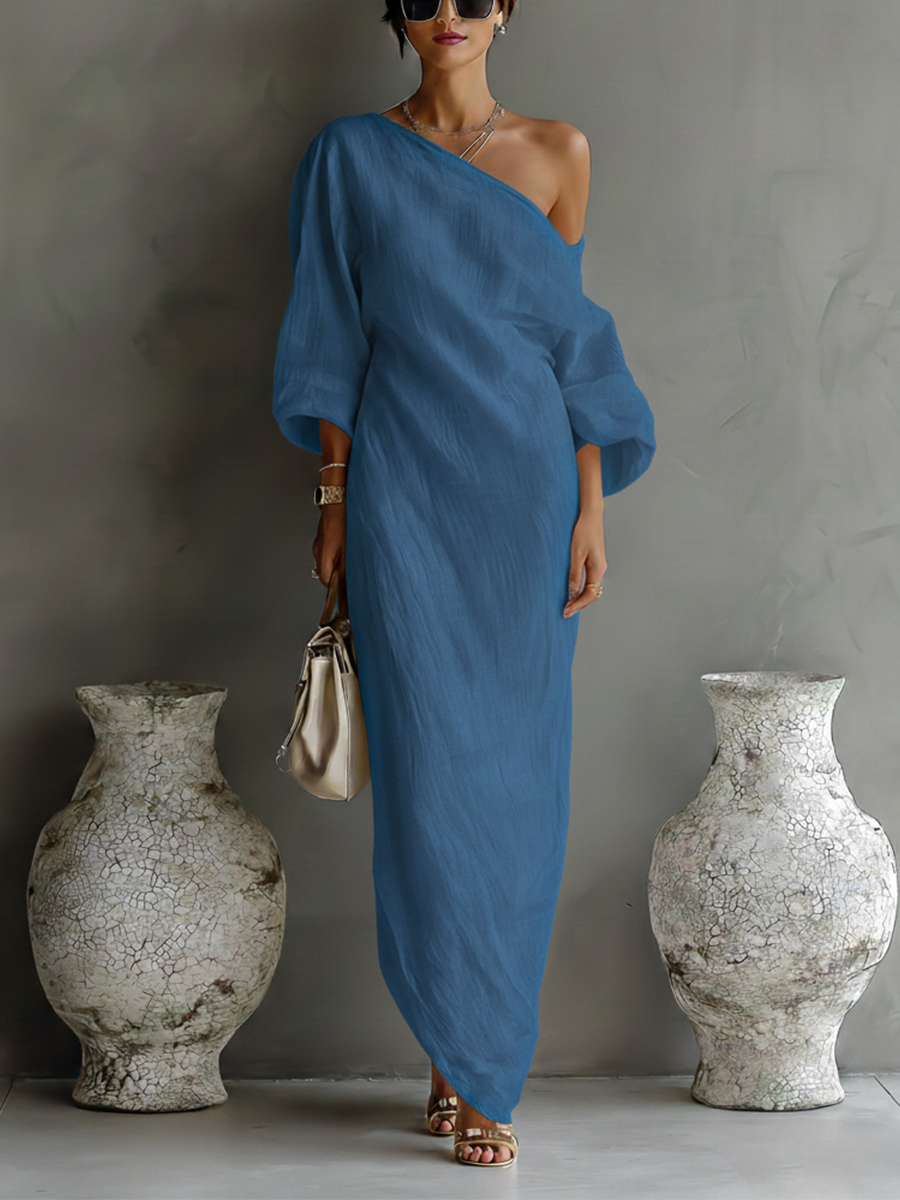 Isabelle | Ivory One-Shoulder Flowing Dress