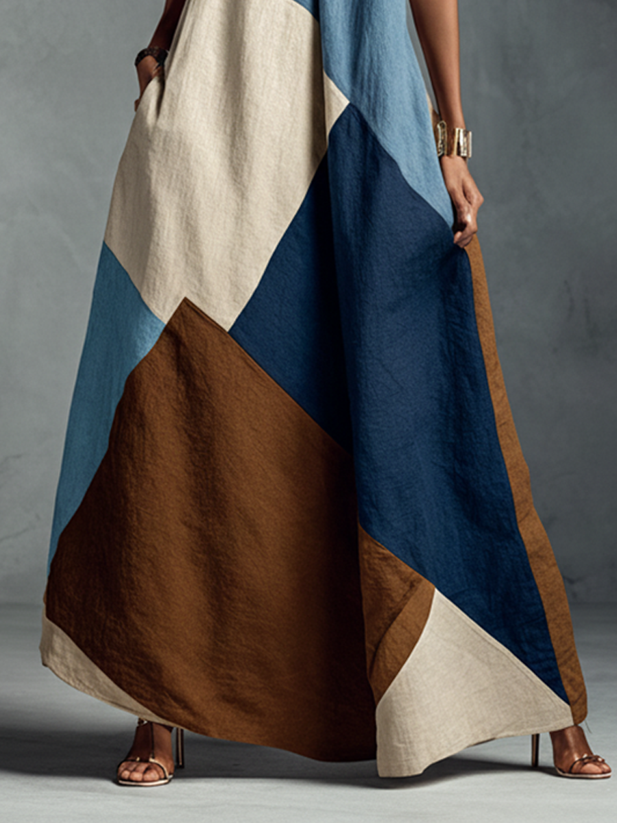 Talia | Patchwork Halter Maxi Dress