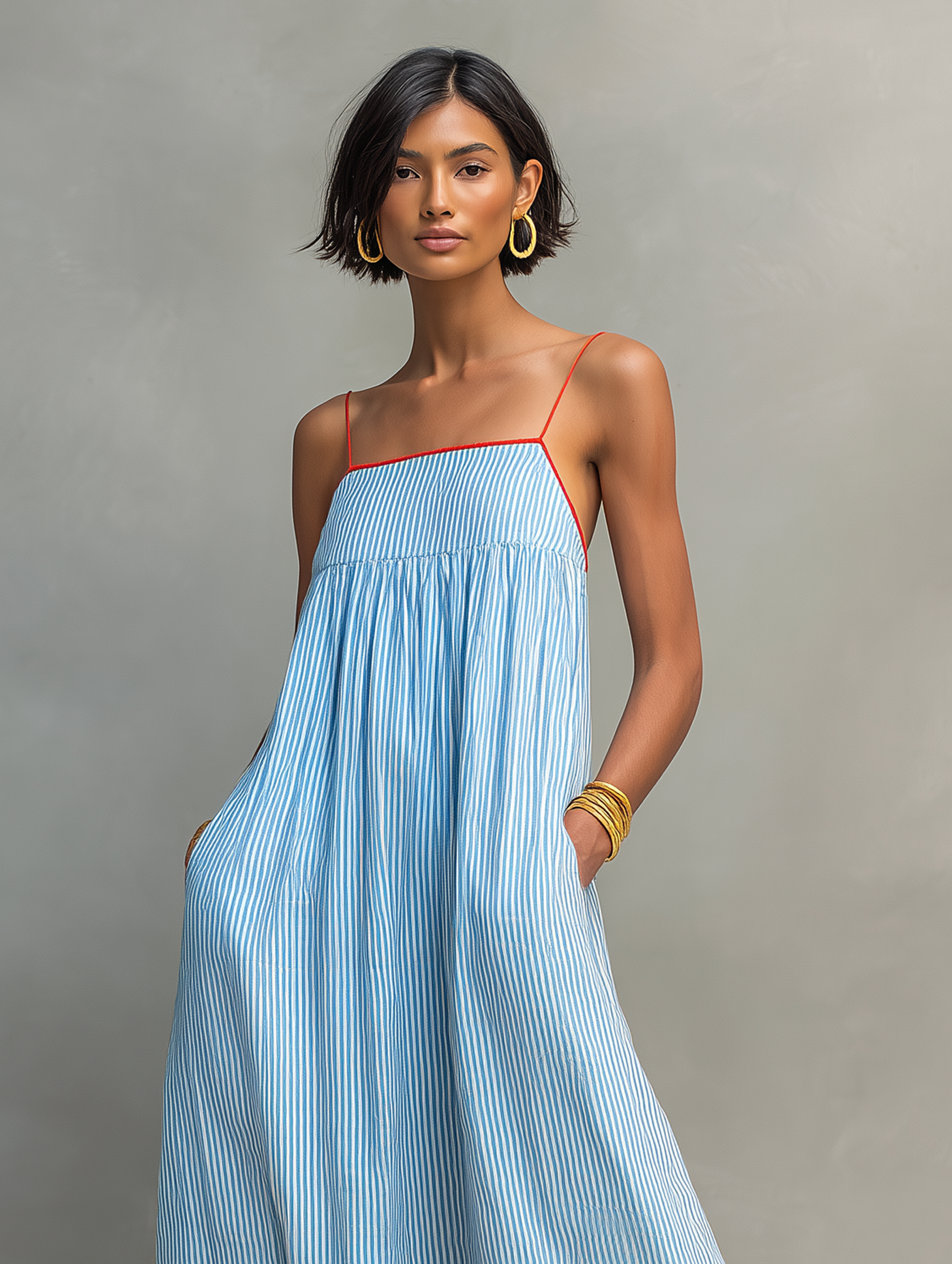 Lucia | Striped Spaghetti Strap Maxi Dress