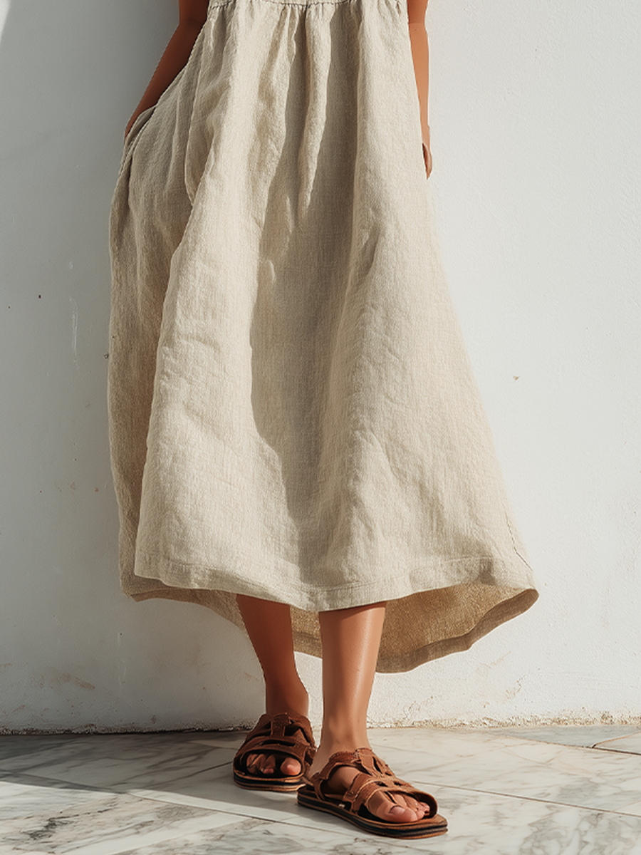 Adeline | Asymmetric Linen Swing Dress