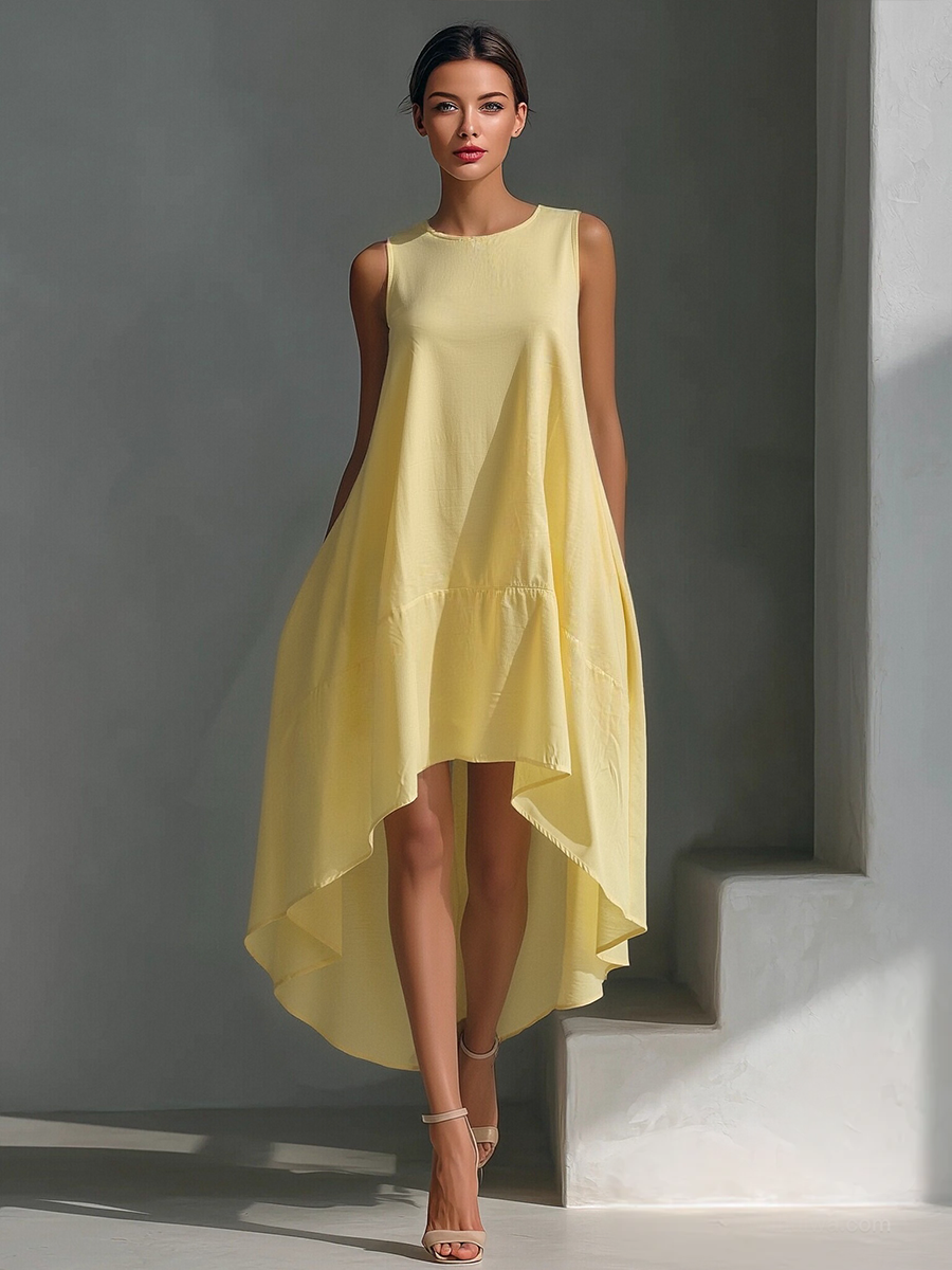 Elsie | White Asymmetric Midi Dress