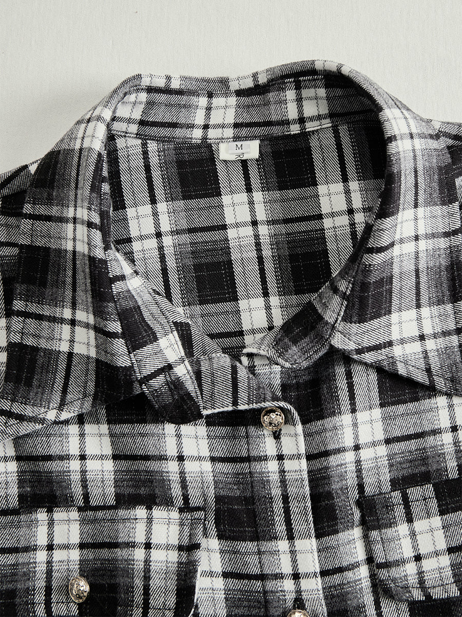 Elowen | Reddish Brown Plaid Maxi Dress