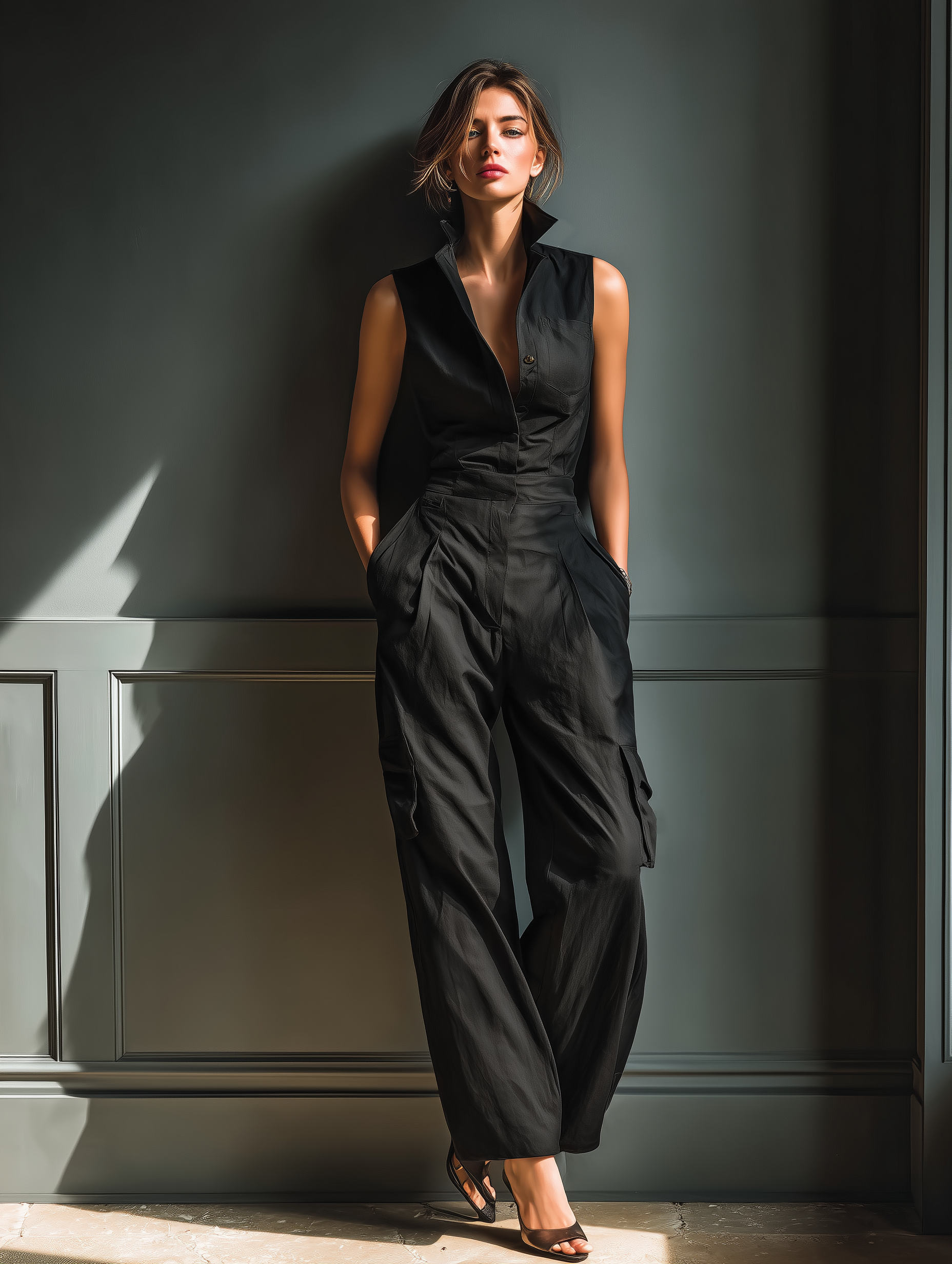 Nora | Sleeveless Cargo Jumpsuit