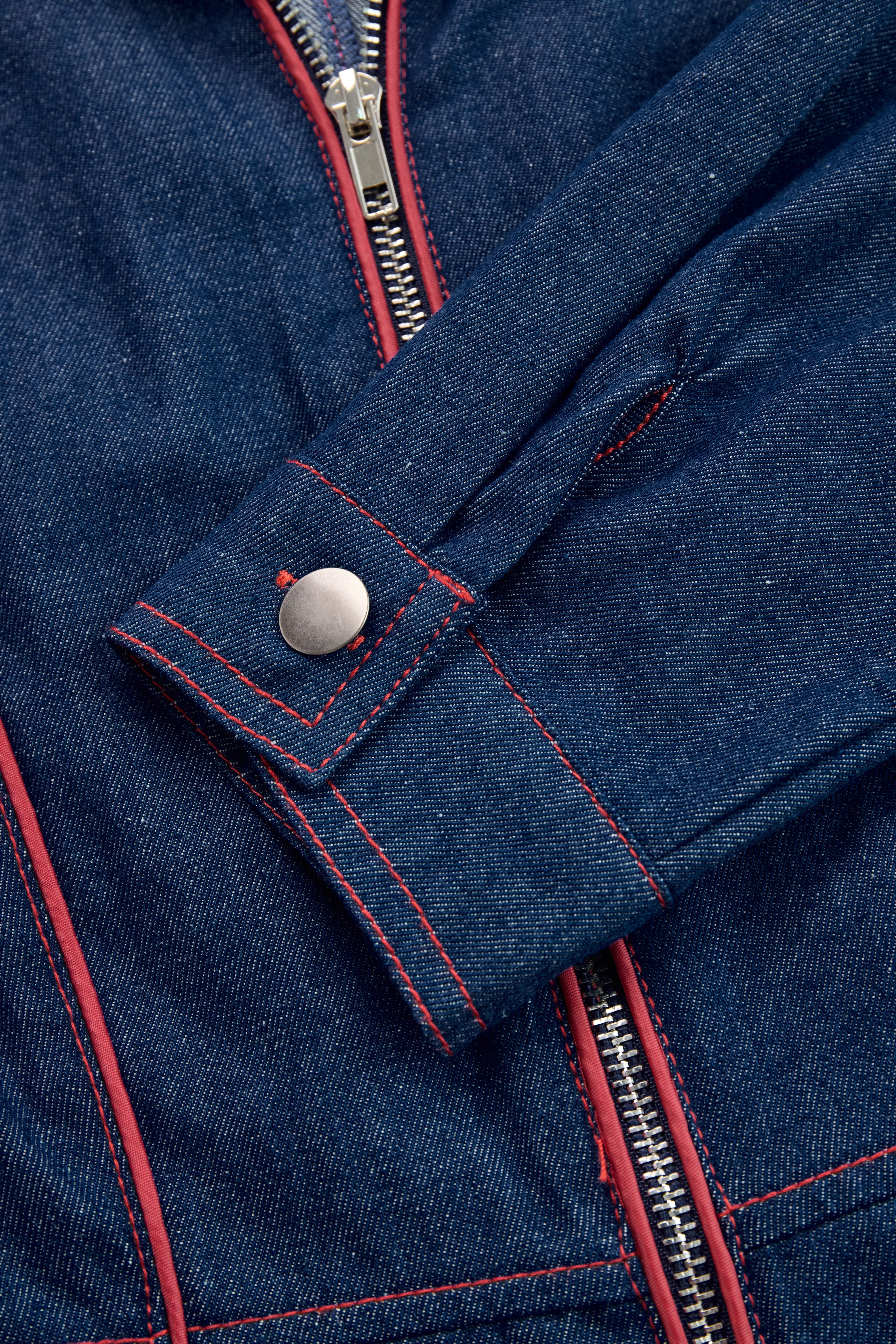 Rowan | Topstitched Denim Wide-Leg Jumpsuit