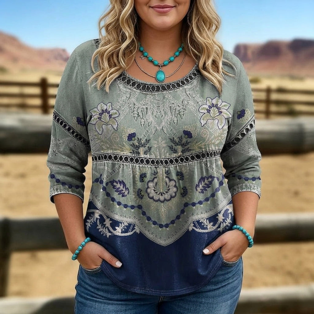 Elaine™ | Vintage Floral Print Blouse