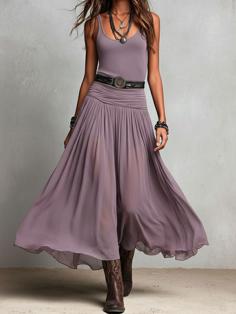 Selena | Western Sheer Maxi Dress