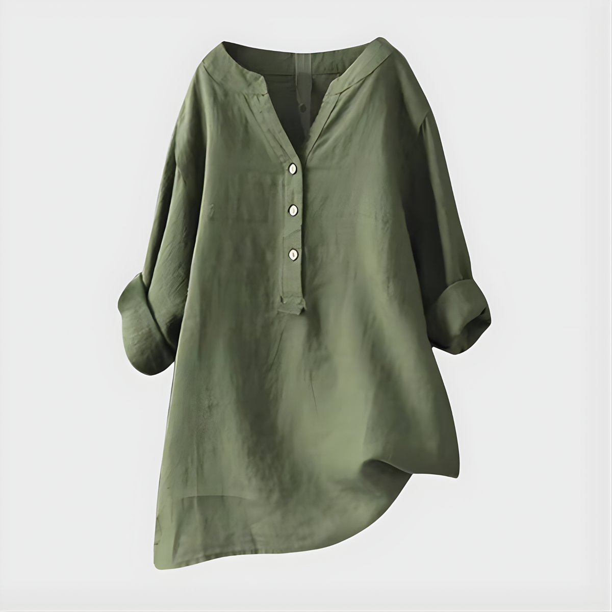 Veronique™ | Breathable Cotton-Linen V-Neck Blouse