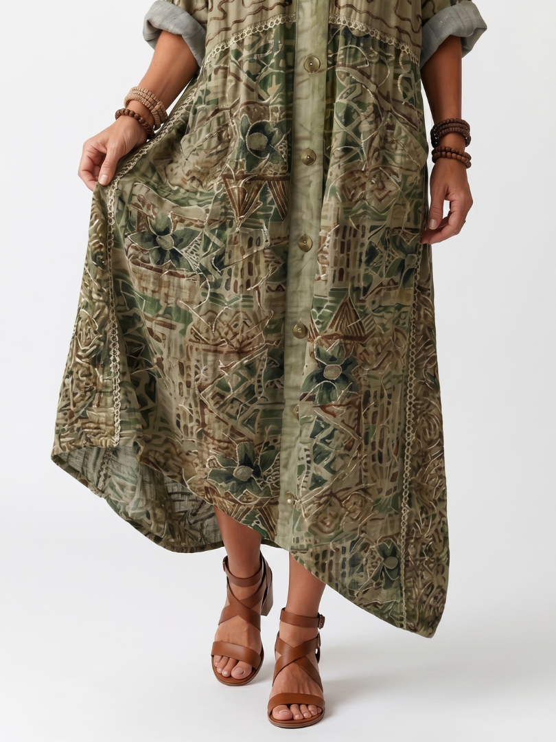 Aleta | Embroidered Pocket Midi Dress