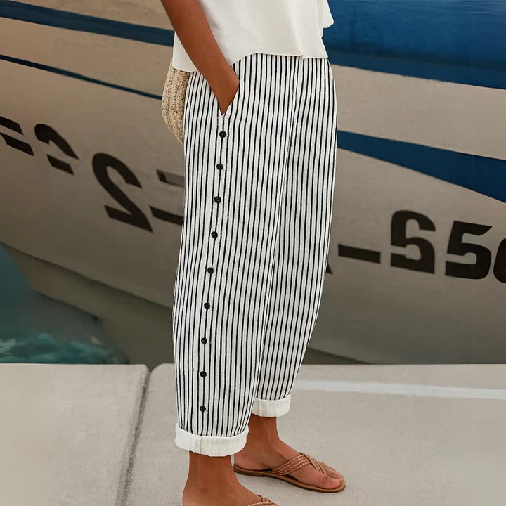 Megan™ | Seabreeze Stripe Button Trousers – product image 1