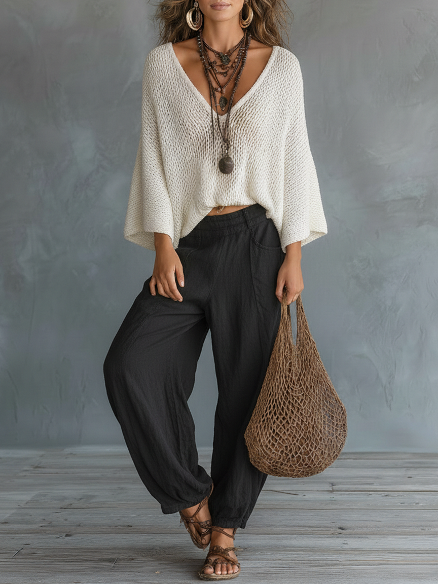 Julia | Cape Sleeve Harem Pants Set