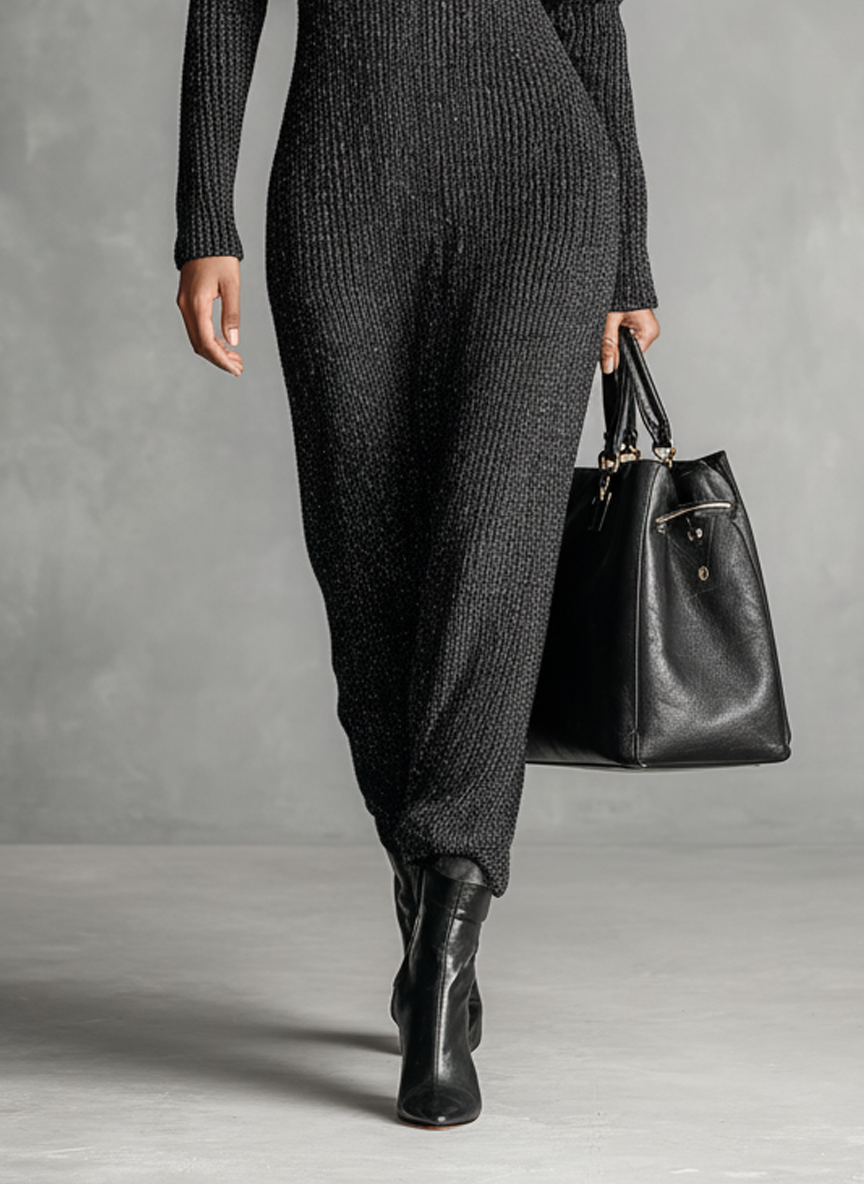 Kori | Knitted Zipper Neck Maxi Dress