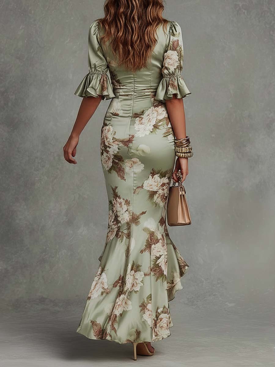 Larissa | Ruched Floral Maxi Dress