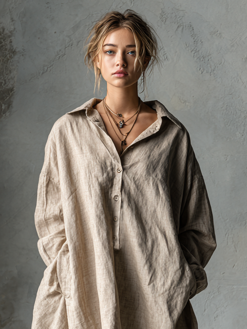 Julia | Loose-Fitting Linen Mini Dress