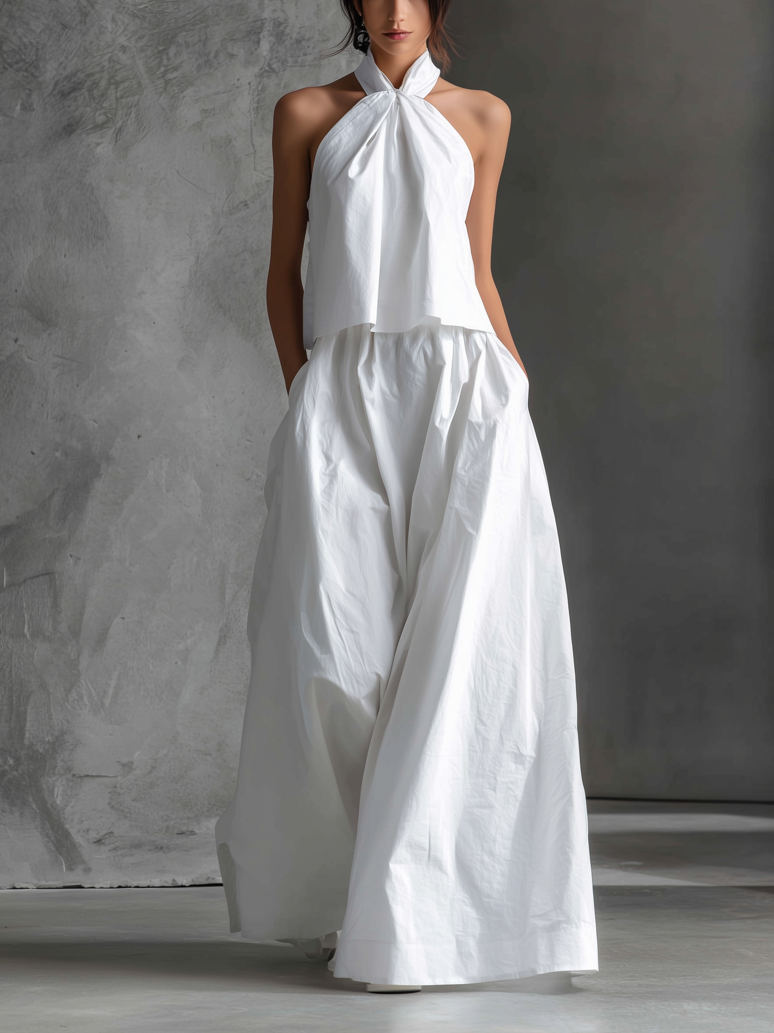 Monroe | White Halter Top & Skirt Set