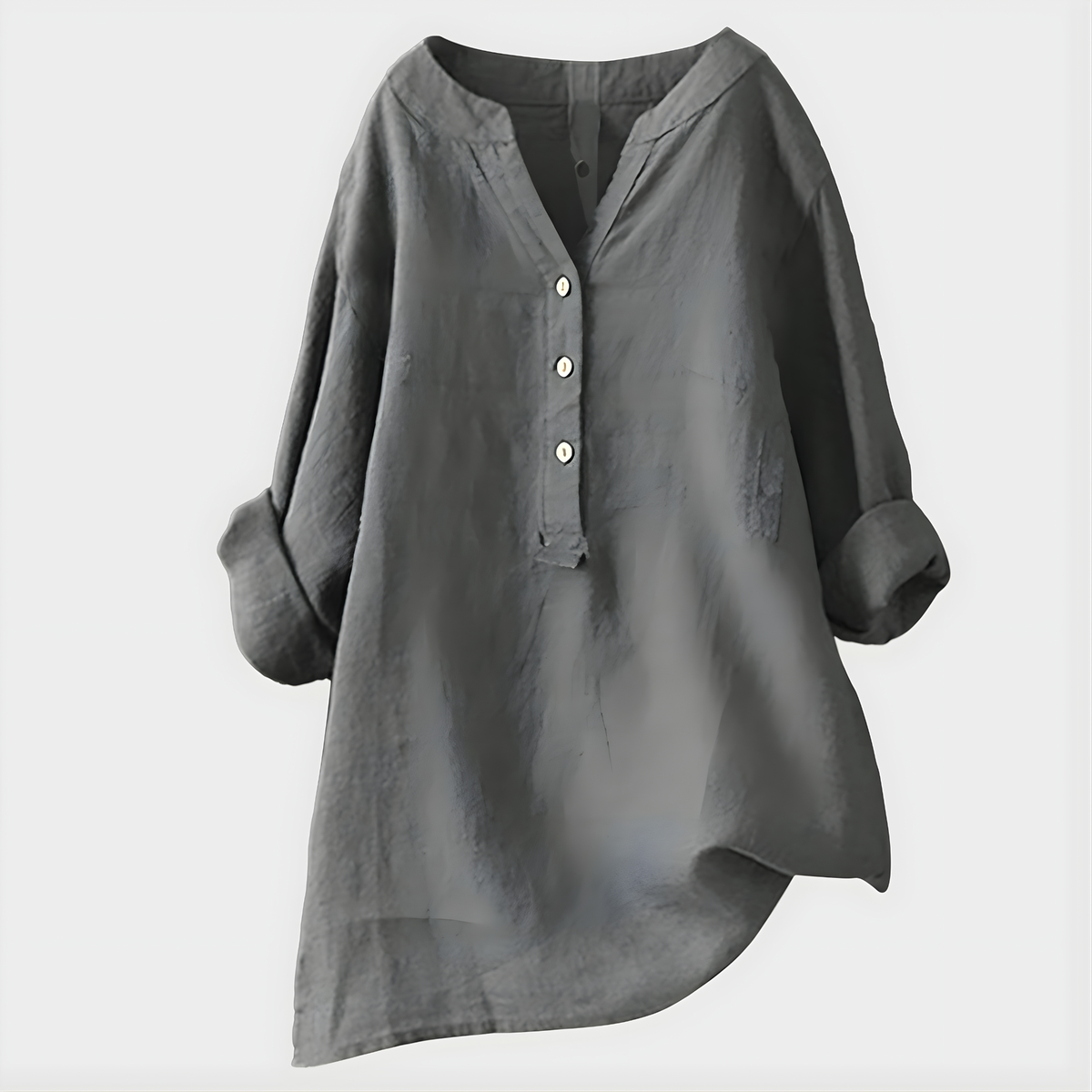 Veronique™ | Breathable Cotton-Linen V-Neck Blouse