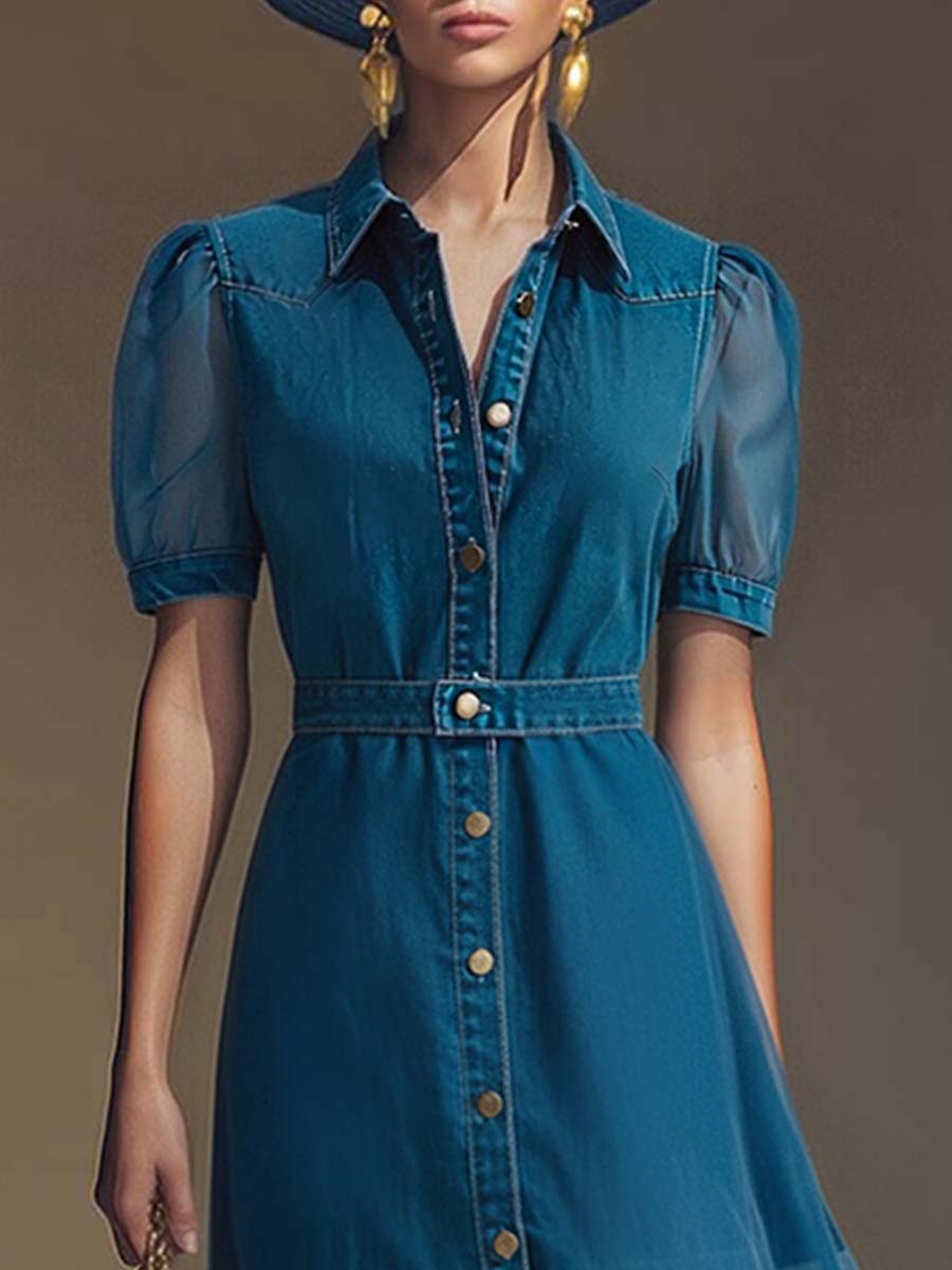 Bonnie | Denim Organza Maxi Dress