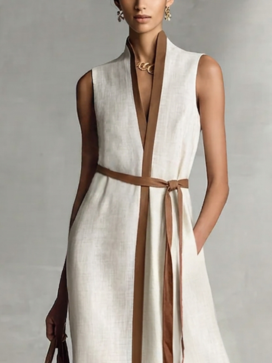 Clara | Tie-Waist Linen Maxi Dress