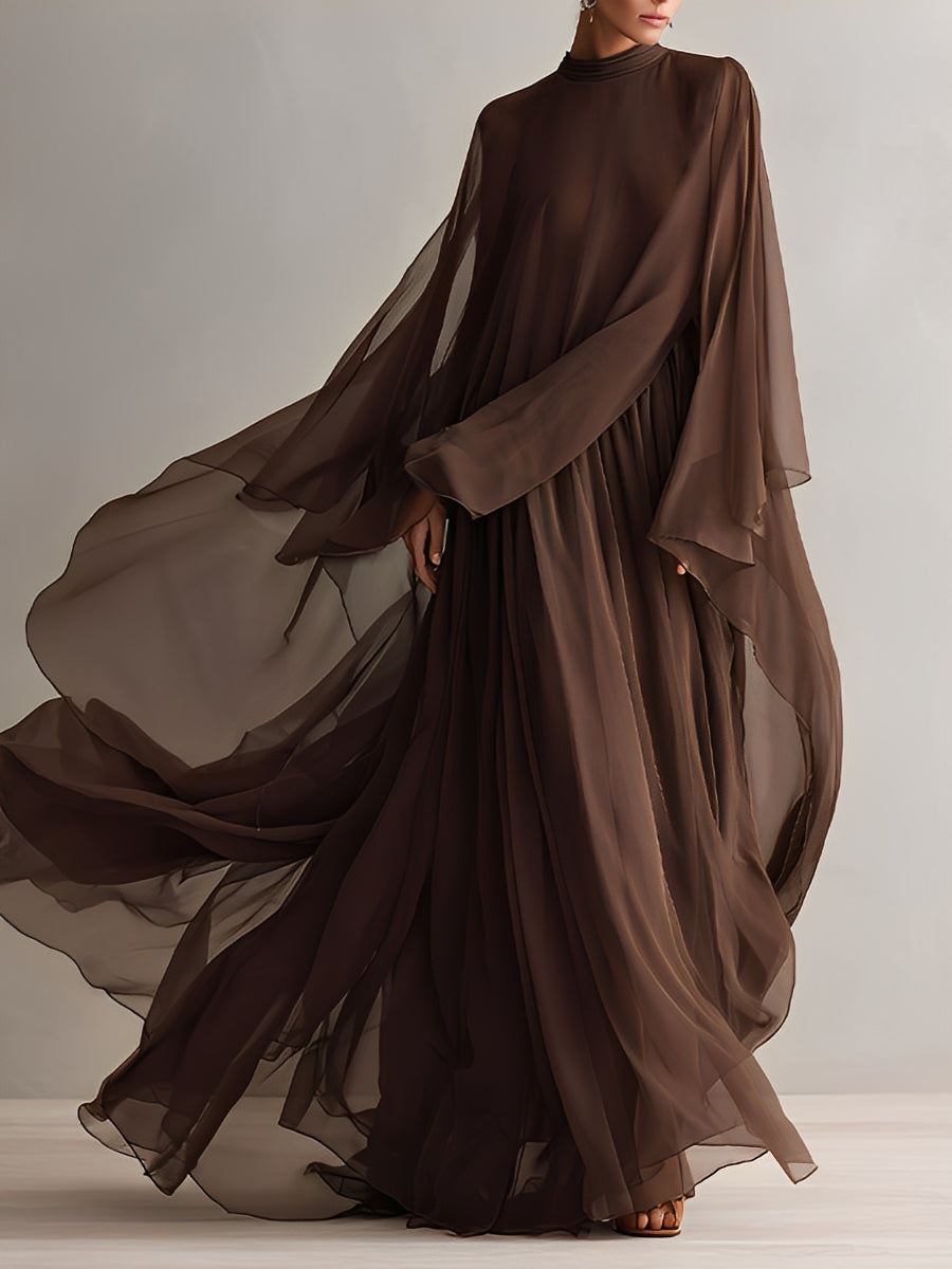 Arabella | Rich Brown Cape Maxi Dress