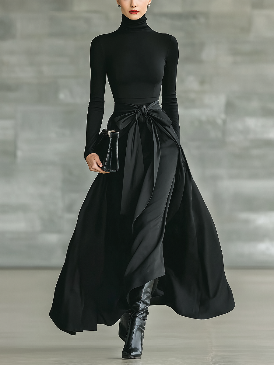 Daphne | High-Neck Flared Maxi Dress