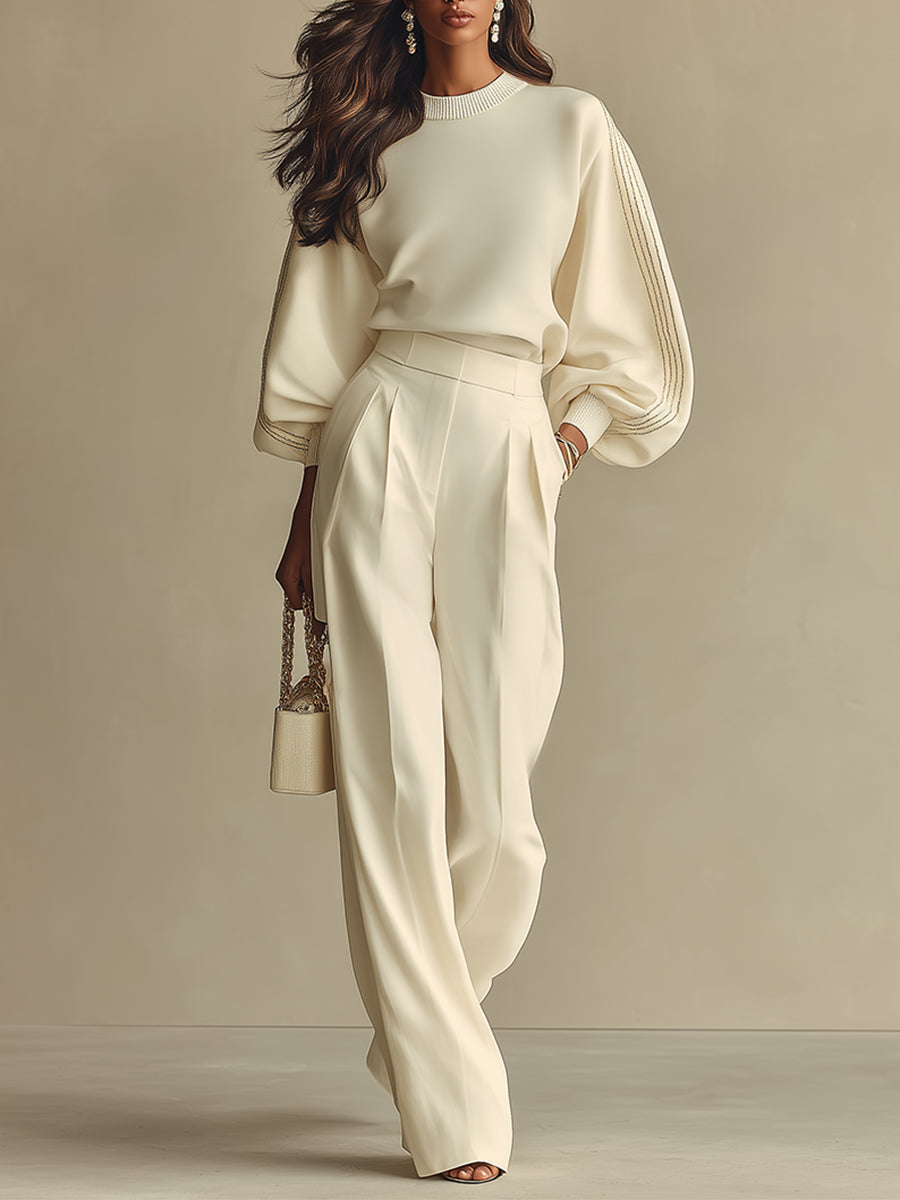 Ayla | Ivory Ribbed Two-Piece Set
