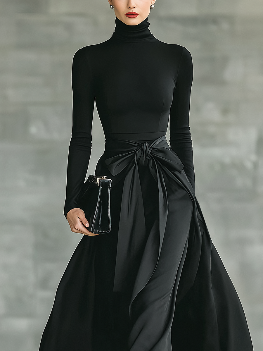 Daphne | High-Neck Flared Maxi Dress