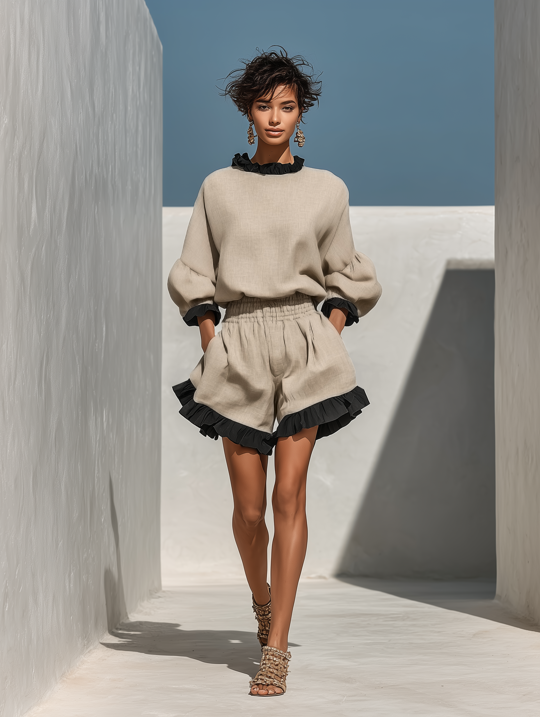 Nina | Ruffle Trim Shorts Set