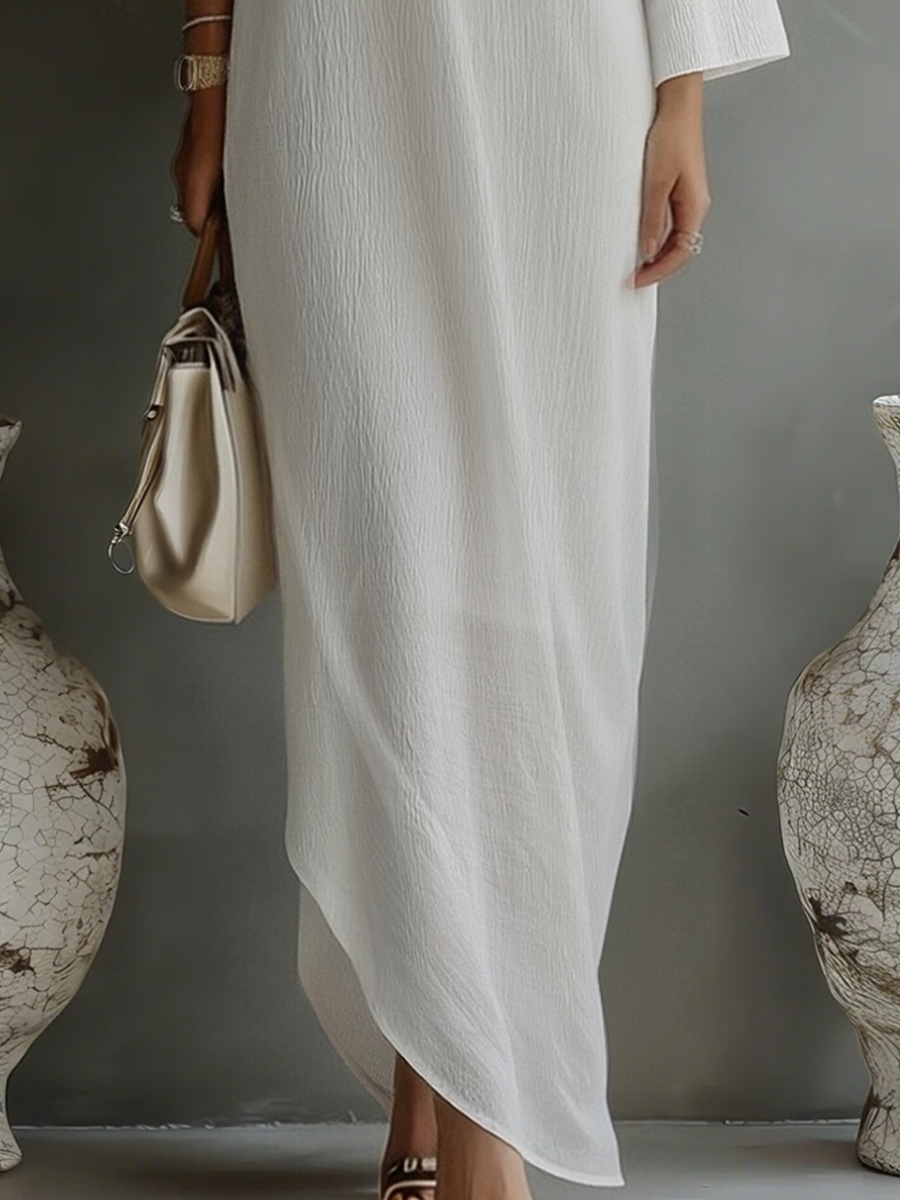Isabelle | Ivory One-Shoulder Flowing Dress