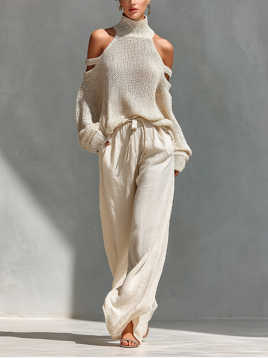 Nicole | Cold-Shoulder Wide-Leg Set