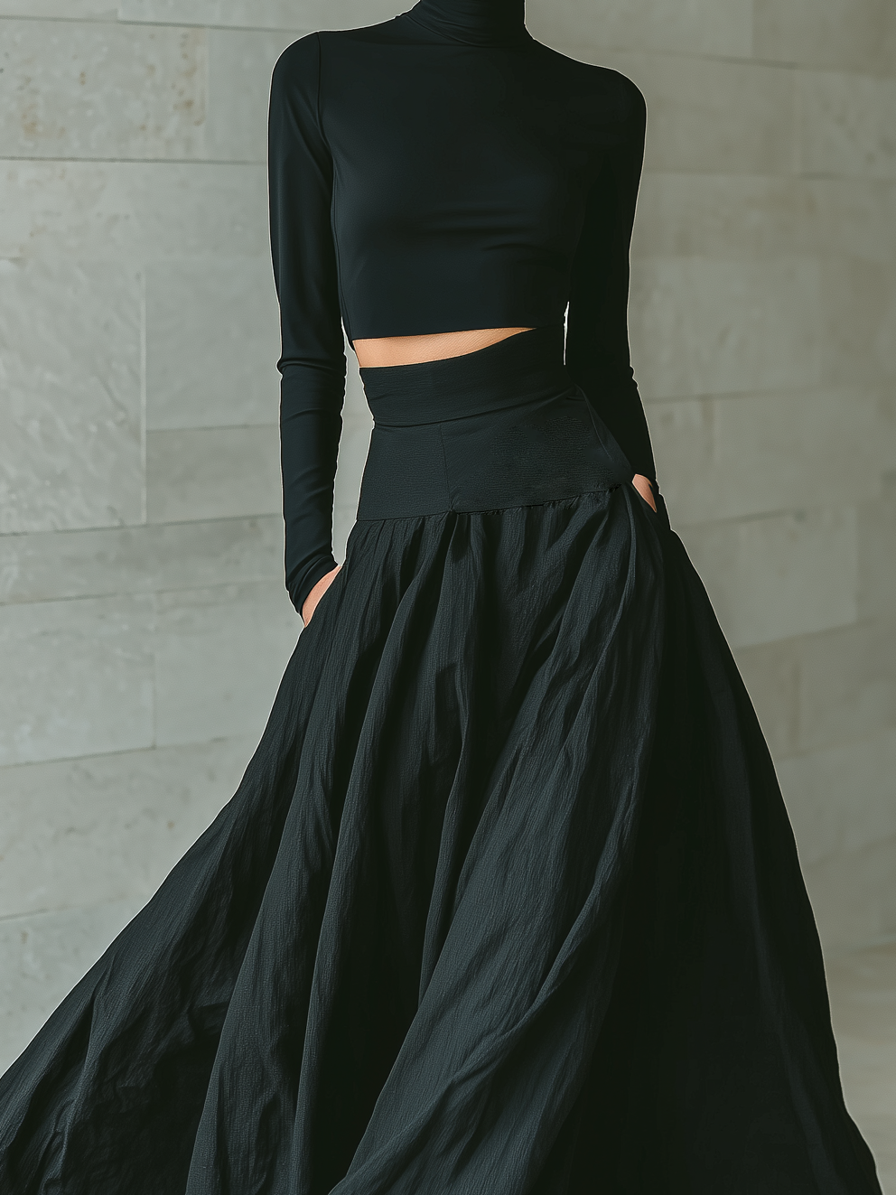 Kori | Black Turtleneck Skirt Set