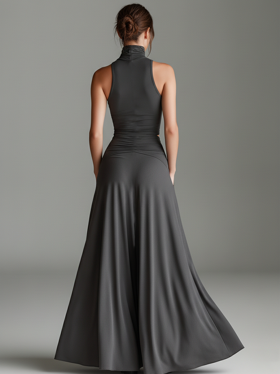 Elena | Cut-Out Turtleneck Maxi Dress