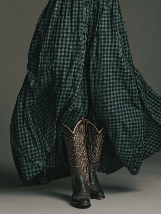 Marlowe | Plaid Shirt Maxi Dress