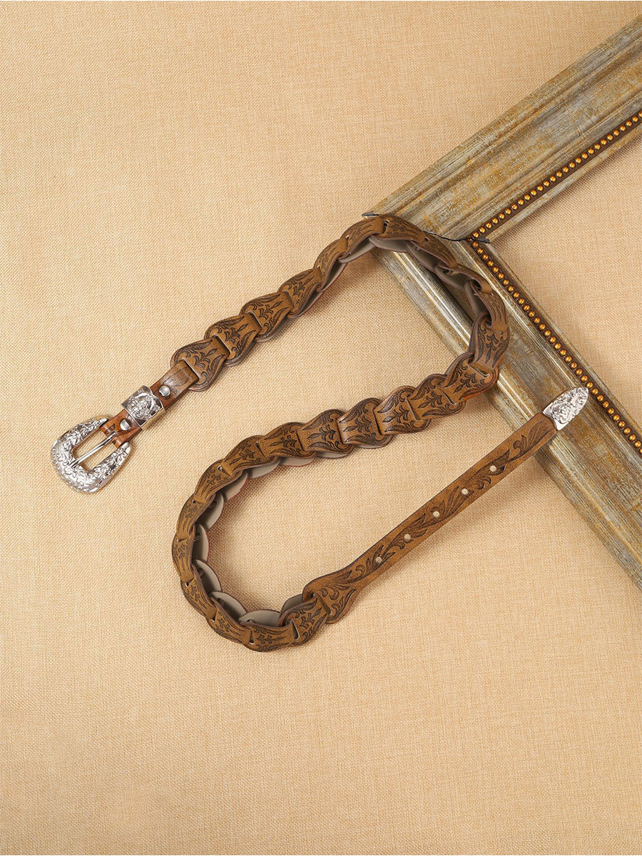 Rosalie | Western Floral Embossed Belt