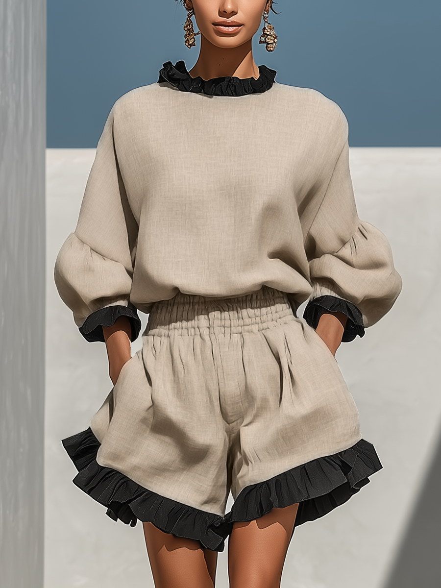 Nina | Ruffle Trim Shorts Set