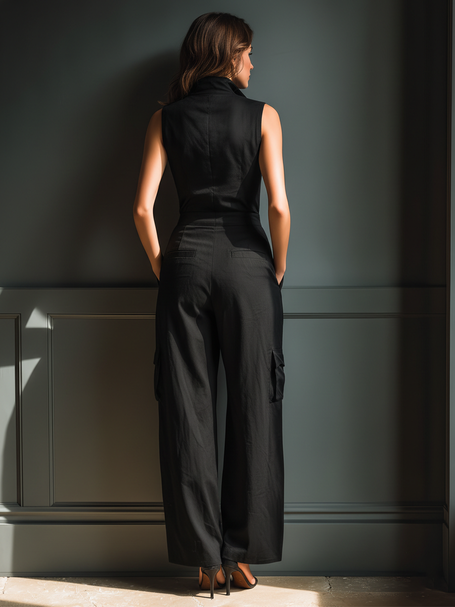 Nora | Sleeveless Cargo Jumpsuit