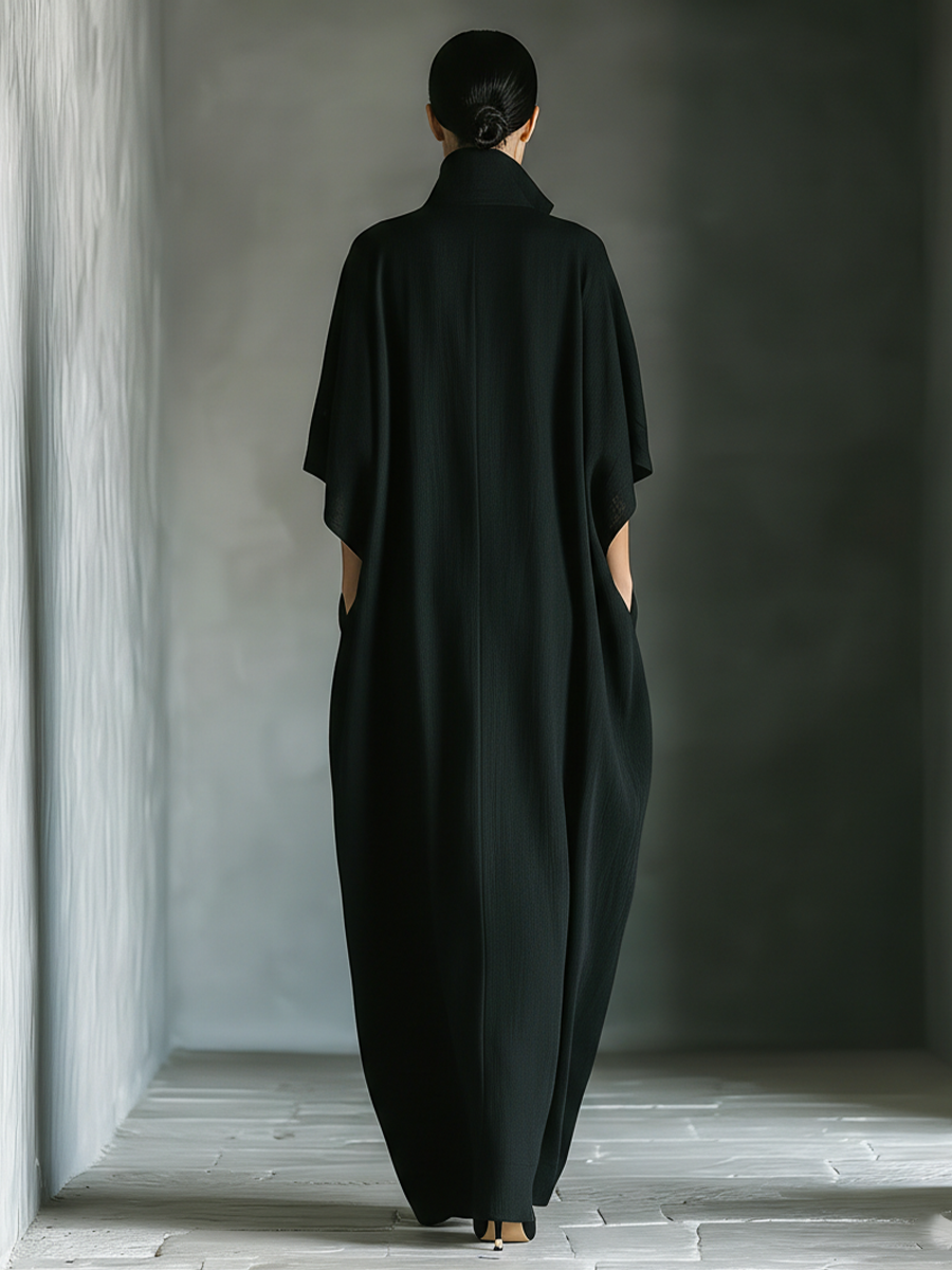Audrey | Black Kimono-Sleeve Maxi Dress