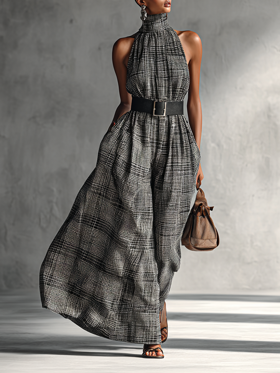 Margot | Plaid Belted Maxi Dress