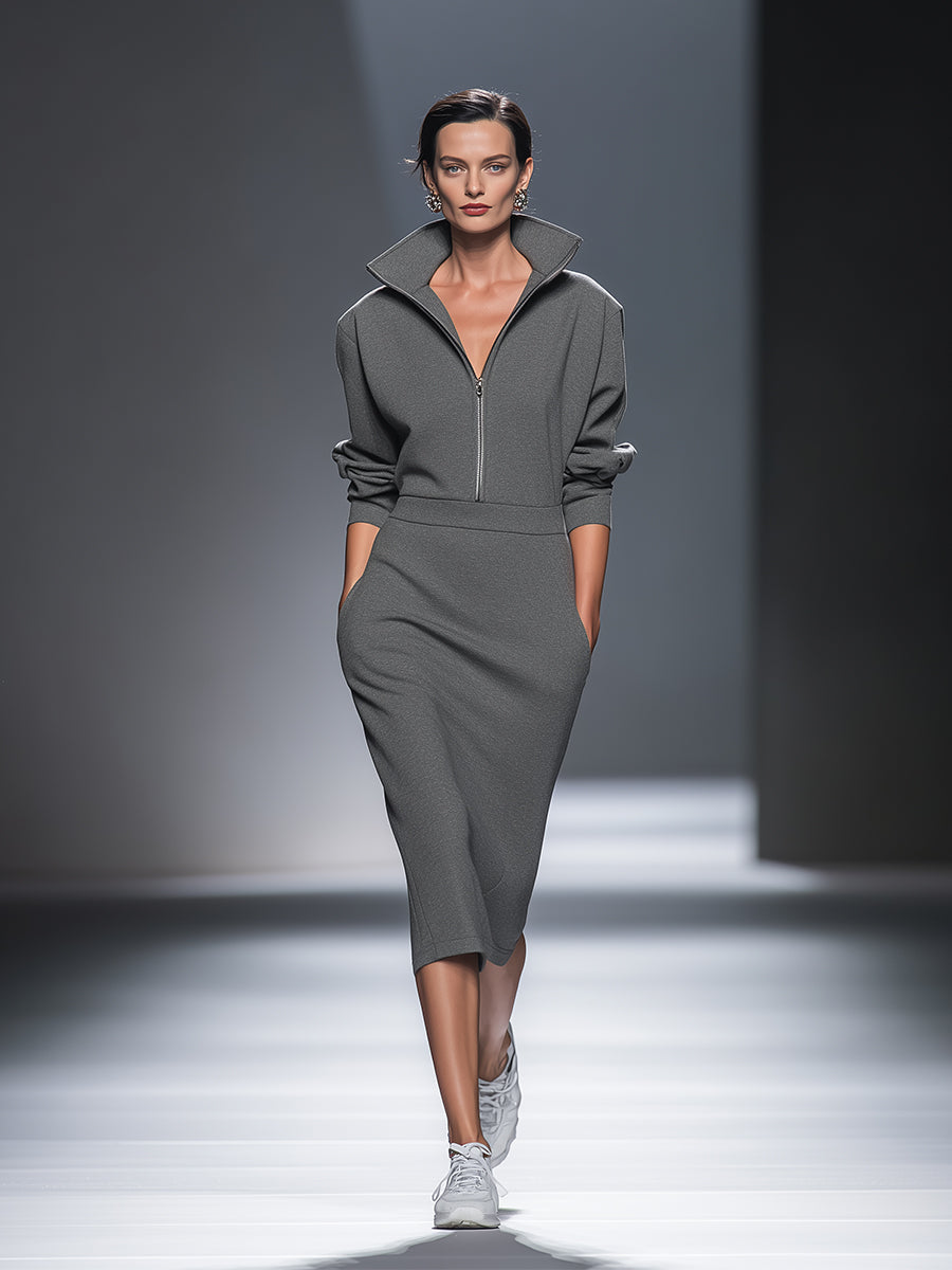 Laura | Casual Half-Zip Midi Dress