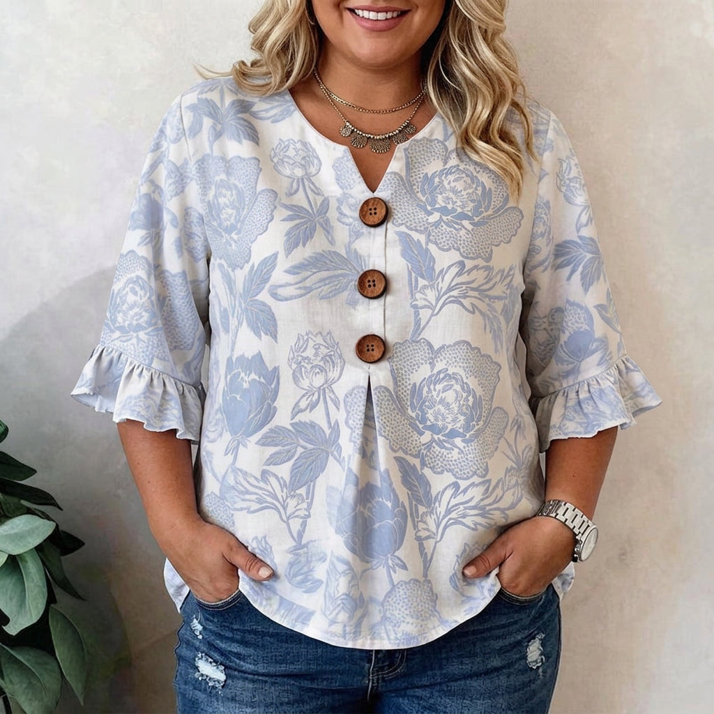 Aria™ | Vintage Floral Print Blouse