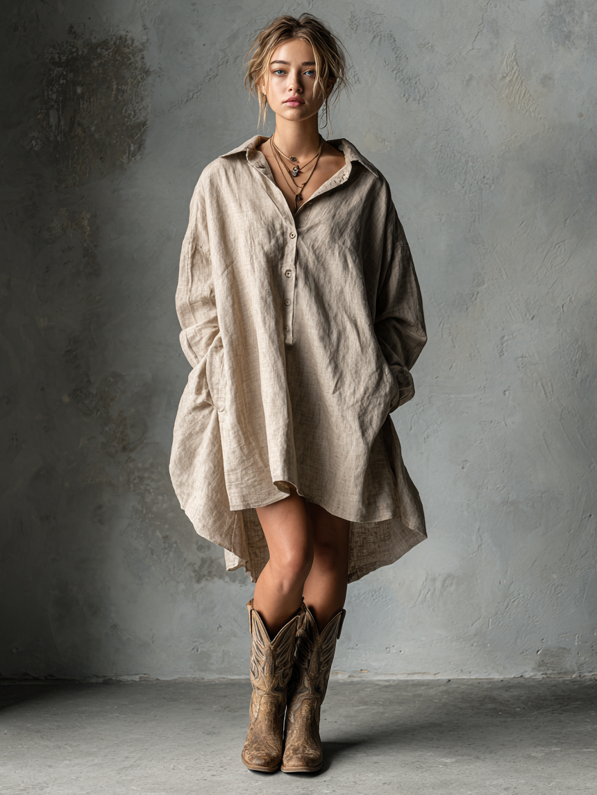 Julia | Loose-Fitting Linen Mini Dress
