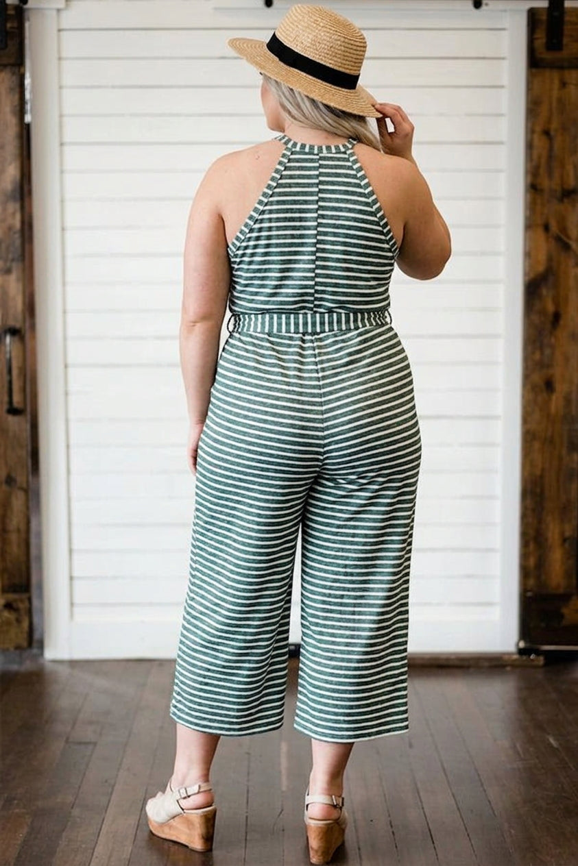 Ember - Pretty Striped Tie Waist Jumpsuit
