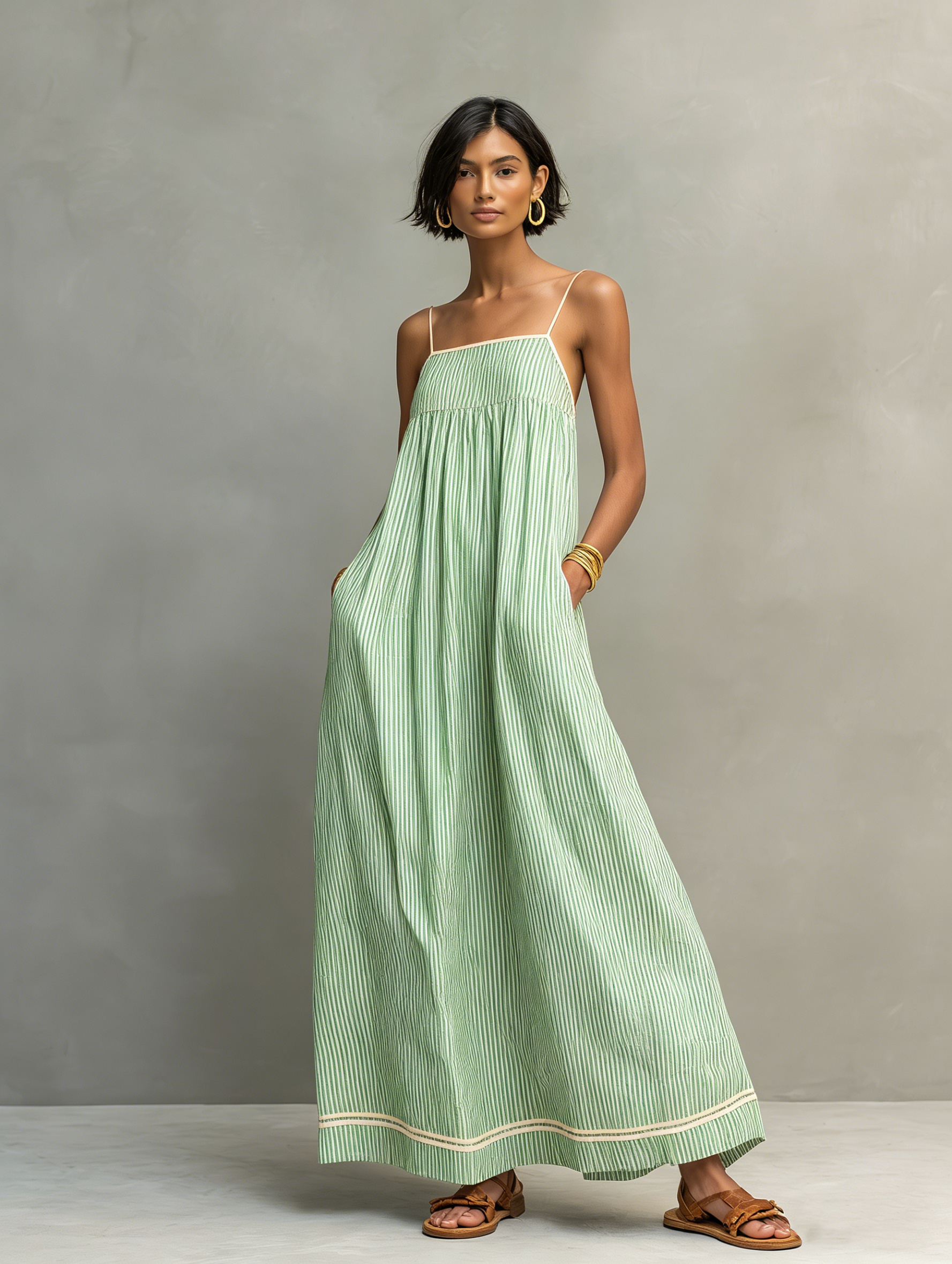 Lucia | Striped Spaghetti Strap Maxi Dress