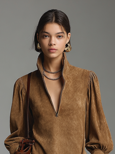 Kirsty | Suede Turtleneck Mini Dress