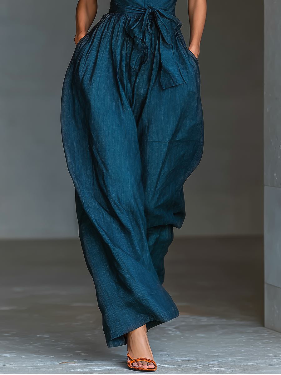 Luna | Navy Cross-Halter Jumpsuit